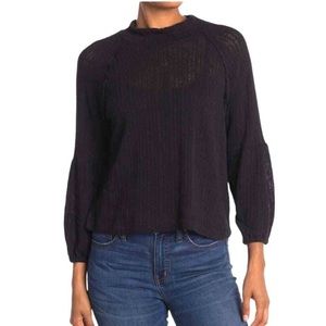 White Willow puff sleeve textured knit sweater